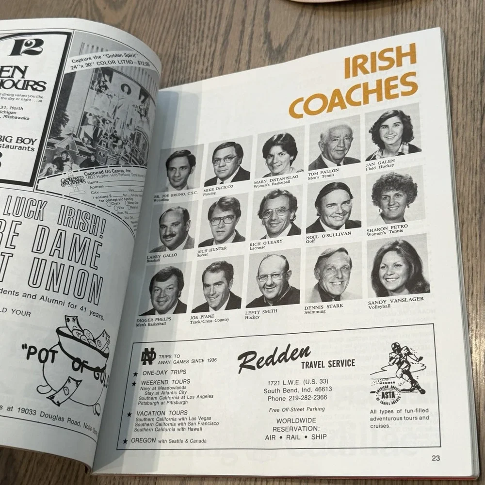 Purdue Notre Dame 9/25/82 Game Souvenir Program, Tickets, Menu